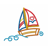 Sail boat applique machine embroidery design by sweetstitchdesign.com