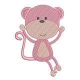 Baby monkey machine embroidery design by sweetstitchdesign.com