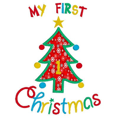 My 1st Christmas applique machine embroidery design by sweetstitchdesign.com