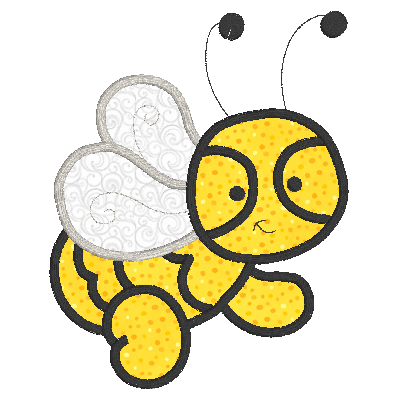 Bee applique machine embroidery design by sweetstitchdesign.com