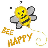 Bee Happy applique machine embroidery design by sweetstitchdesign.com