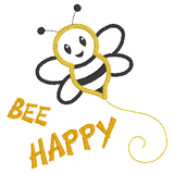 Bee Happy applique machine embroidery design by sweetstitchdesign.com