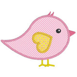 Cute bird applique machine embroidery design by sweetstitchdesign.com