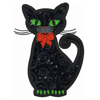Halloween cat applique machine embroidery design by sweetstitchdesign.com