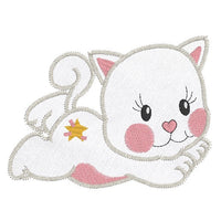 Kitten applique machine embroidery design by sweetstitchdesign.com