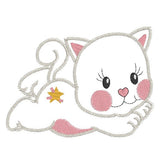 Kitten applique machine embroidery design by sweetstitchdesign.com