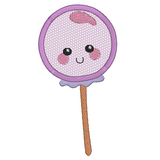 Kawaii lollipop applique machine embroidery design by sweetstitchdesign.com