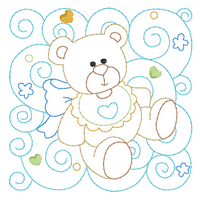Baby quilt block linework machine embroidery design by sweetstitchdesign.com