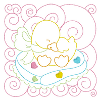 Baby quilt block linework machine embroidery design by sweetstitchdesign.com