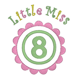 Girl's 8th birthday applique machine embroidery design by sweetstitchdesign.com