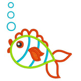 Colorful fish applique machine embroidery design by sweetstitchdesign.com