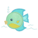 Cute fish applique machine embroidery design by sweetstitchdesign.com