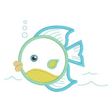 Cute fish applique machine embroidery design by sweetstitchdesign.com