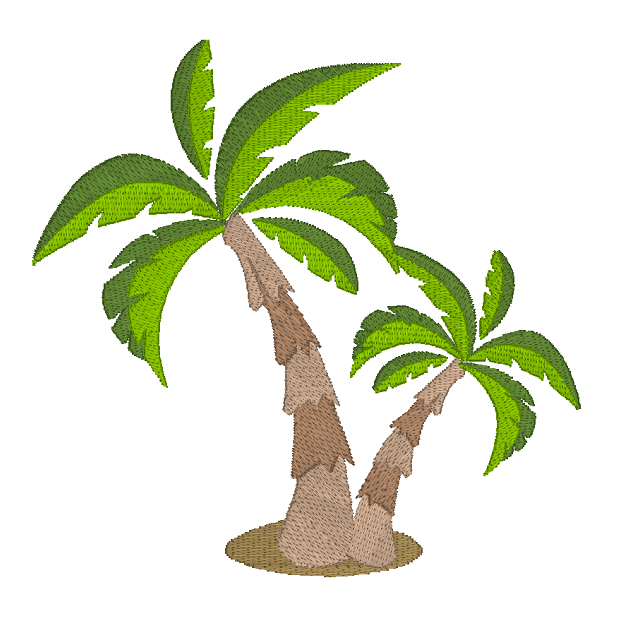 Summer palm trees machine embroidery design by sweetstitchdesign.com