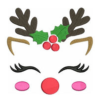 Christmas reindeer face machine embroidery design by sweetstitchdesign.com