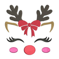 Christmas reindeer face machine embroidery design by sweetstitchdesign.com