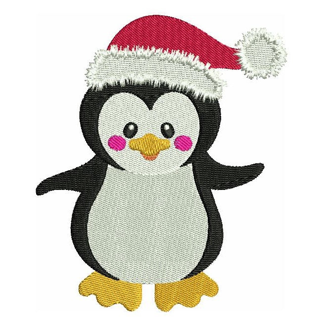 Christmas penguin machine embroidery design by sweetstitchdesign.com
