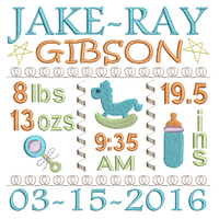 Baby birth announcement template machine embroidery design by sweetstitchdesign.com