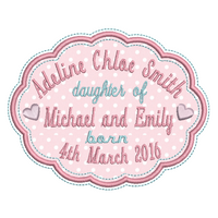 Baby birth announcement -custom embroidery design by sweetstitchdesign.com