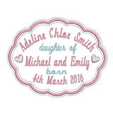 Baby birth announcement -custom embroidery design by sweetstitchdesign.com