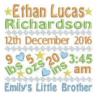 Baby birth announcement template machine embroidery design by sweetstitchdesign.com
