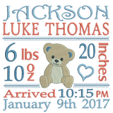 Baby birth announcement template machine embroidery design by sweetstitchdesign.com