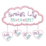 Baby birth announcement -custom embroidery design by sweetstitchdesign.com
