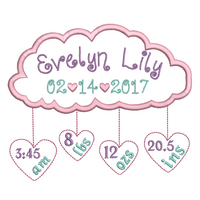 Baby birth announcement template machine embroidery design by sweetstitchdesign.com