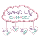 Baby birth announcement -custom embroidery design by sweetstitchdesign.com