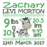 Baby birth announcement -custom embroidery design by sweetstitchdesign.com