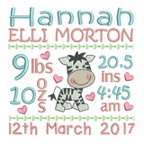 Baby birth announcement -custom embroidery design by sweetstitchdesign.com