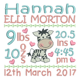 Baby birth announcement -custom embroidery design by sweetstitchdesign.com