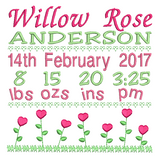 Baby birth announcement template machine embroidery design by sweetstitchdesign.com