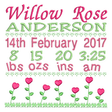 Baby birth announcement template machine embroidery design by sweetstitchdesign.com