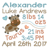 Baby birth announcement template machine embroidery design by sweetstitchdesign.com