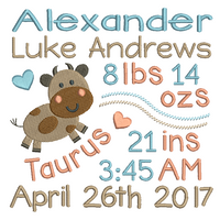 Baby birth announcement template machine embroidery design by sweetstitchdesign.com