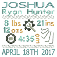 Baby birth announcement -custom embroidery design by sweetstitchdesign.com