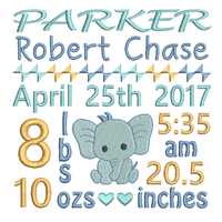 Baby birth announcement -custom embroidery design by sweetstitchdesign.com