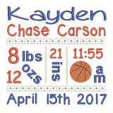 Baby birth announcement -custom embroidery design by sweetstitchdesign.com