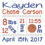 Baby birth announcement -custom embroidery design by sweetstitchdesign.com