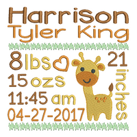 Baby birth announcement template machine embroidery design by sweetstitchdesign.com