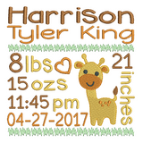 Baby birth announcement template machine embroidery design by sweetstitchdesign.com