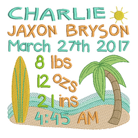 Baby birth announcement template machine embroidery design by sweetstitchdesign.com