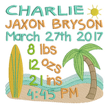 Baby birth announcement template machine embroidery design by sweetstitchdesign.com