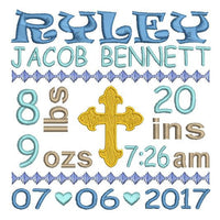 Baby birth announcement template machine embroidery design by sweetstitchdesign.com