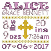 Baby birth announcement template machine embroidery design by sweetstitchdesign.com