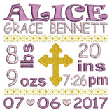 Baby birth announcement -custom embroidery design by sweetstitchdesign.com