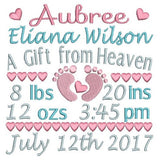 Baby birth announcement template machine embroidery design by sweetstitchdesign.com