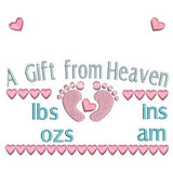 Baby birth announcement template machine embroidery design by sweetstitchdesign.com