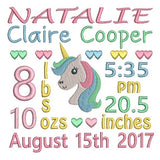 Baby birth announcement template machine embroidery design by sweetstitchdesign.com